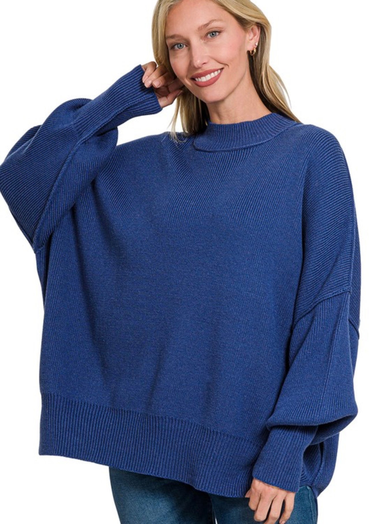 Sideslit Oversized Sweater - red