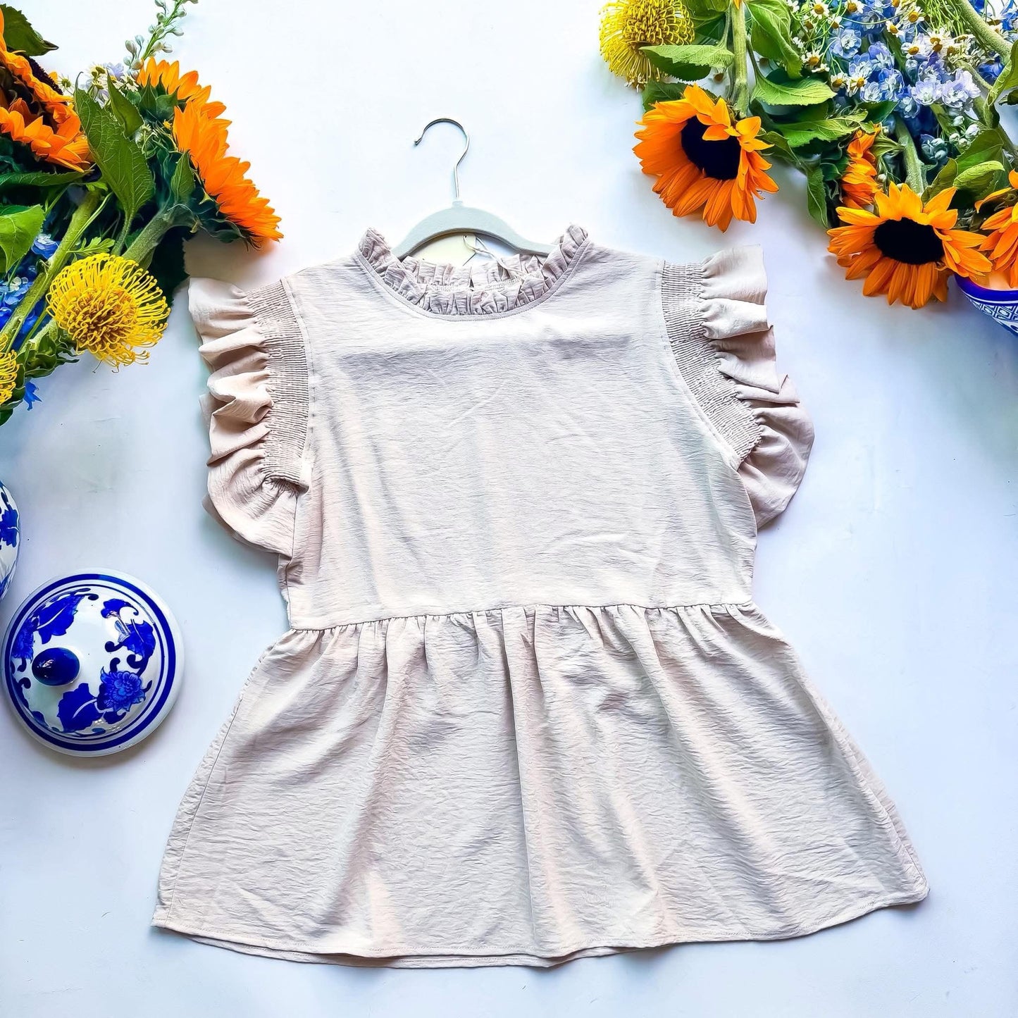 Beige Peplum Top