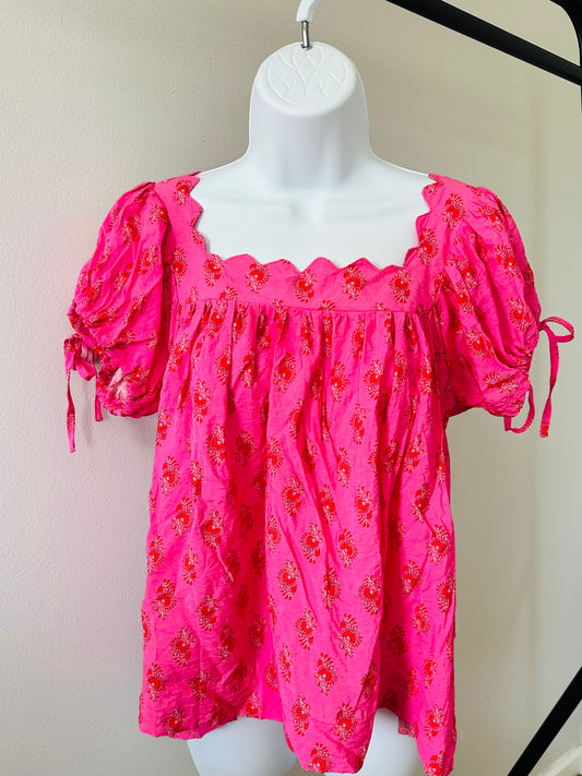 Pink Print Top - SMALL - FLAWED