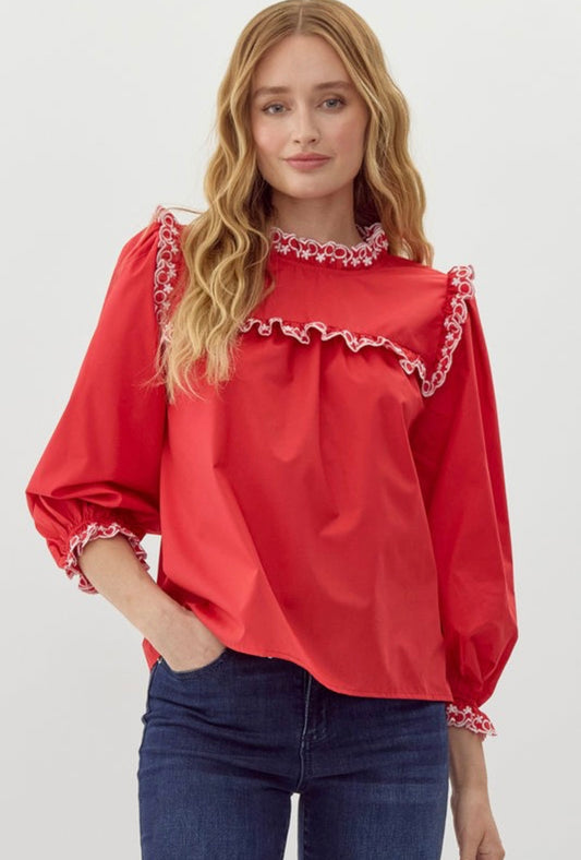 Floral Embroidered Blouse - 2 colors