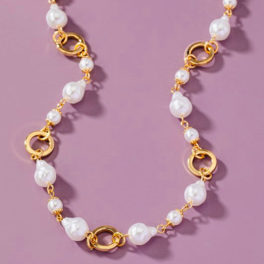 Pearl and hoop necklace